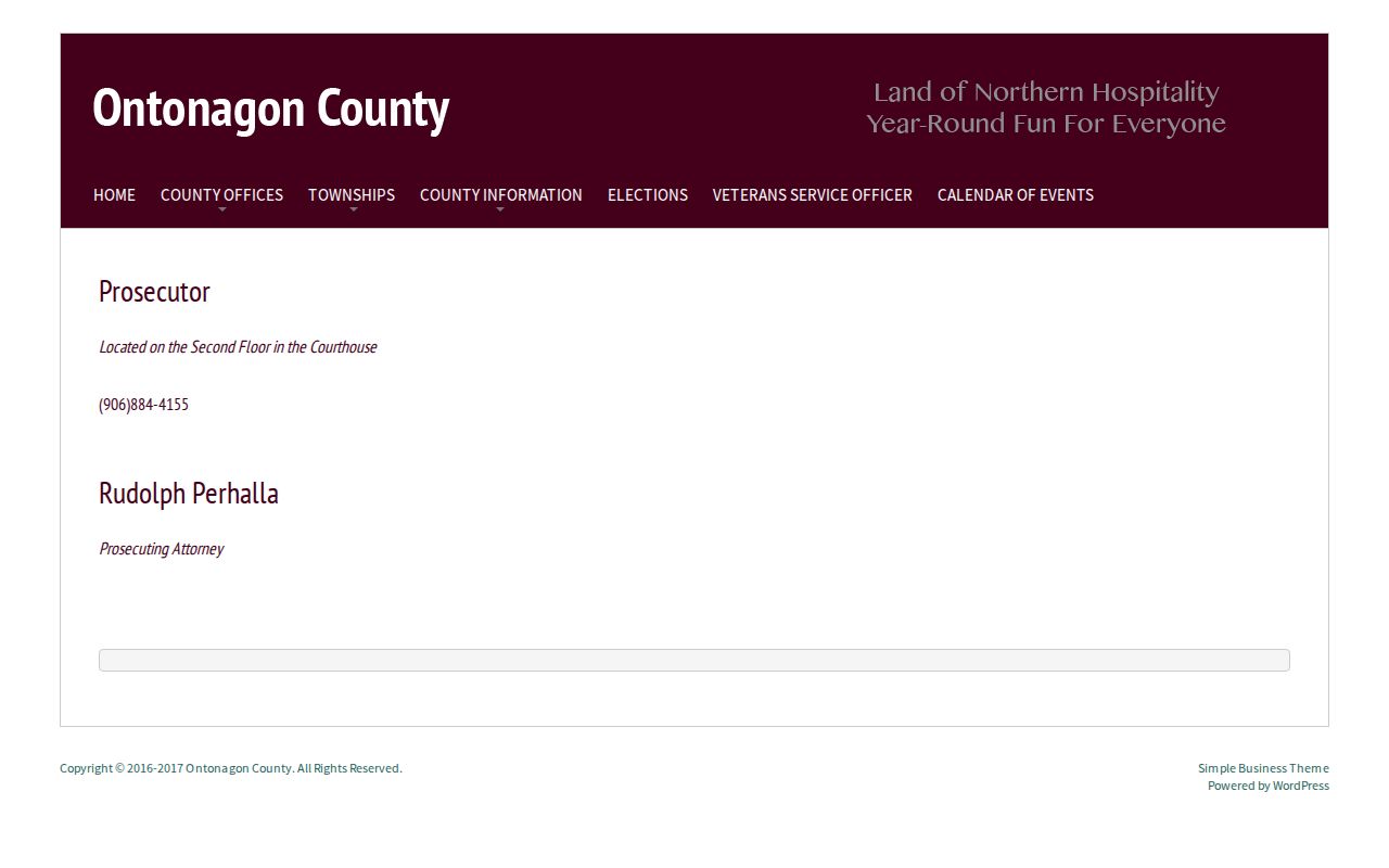 Ontonagon County prosecutor office page behind arrest warrant charges