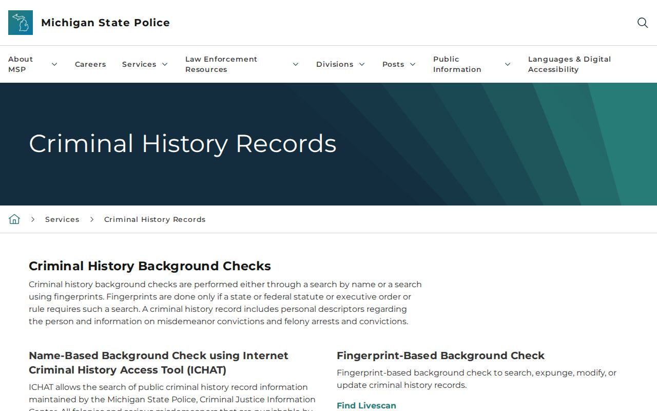 Ontonagon County warrant check note on ICHAT limitations